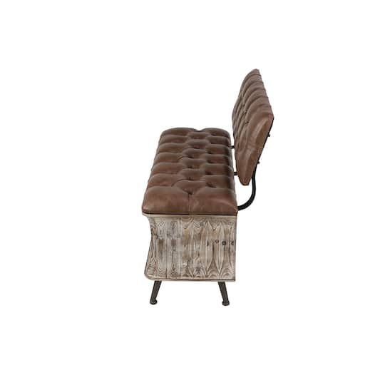 Brown Chinese Fir Rustic Bench, 32" x 47" x 20"